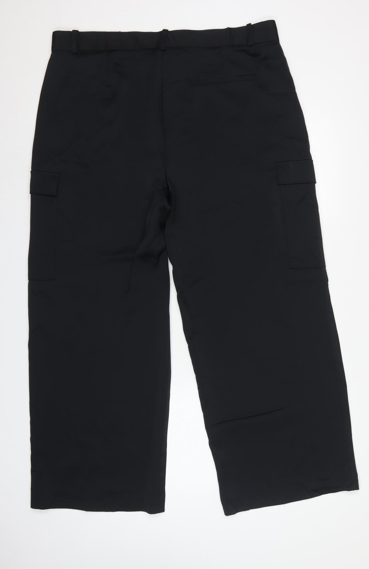 Marks & Spencer Women Black Size 20 Regular Cargo Wide-Leg Trousers