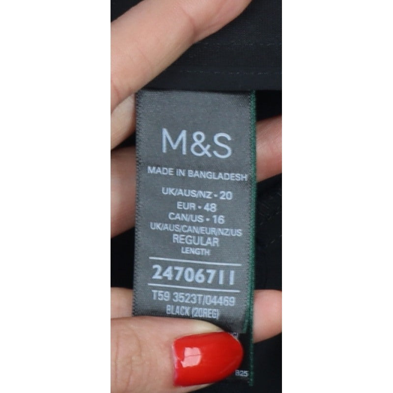 Marks & Spencer Women Black Size 20 Regular Cargo Wide-Leg Trousers