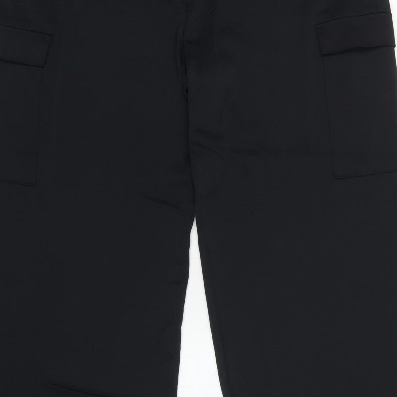 Marks & Spencer Women Black Size 20 Regular Cargo Wide-Leg Trousers