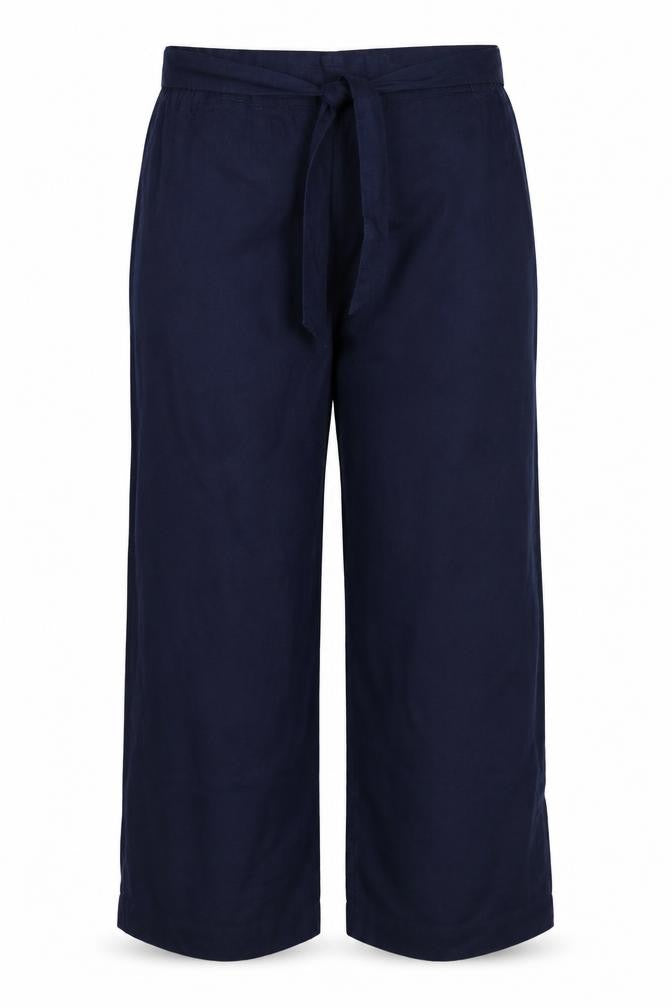 Marks and Spencer Women Blue UK 22 Paperbag Wide-Leg Linen Trousers