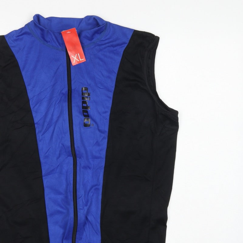 Didoo Men’s Blue Black XL Cycling Jersey Gilet Full Zip Reflective