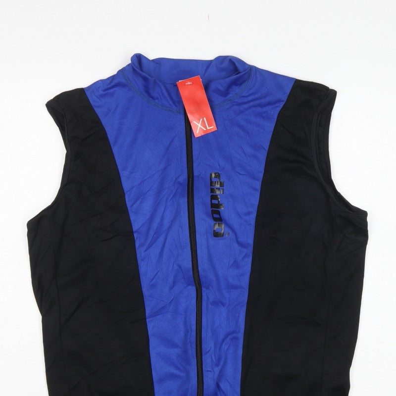 Didoo Men’s Blue Black XL Cycling Jersey Gilet Full Zip Reflective