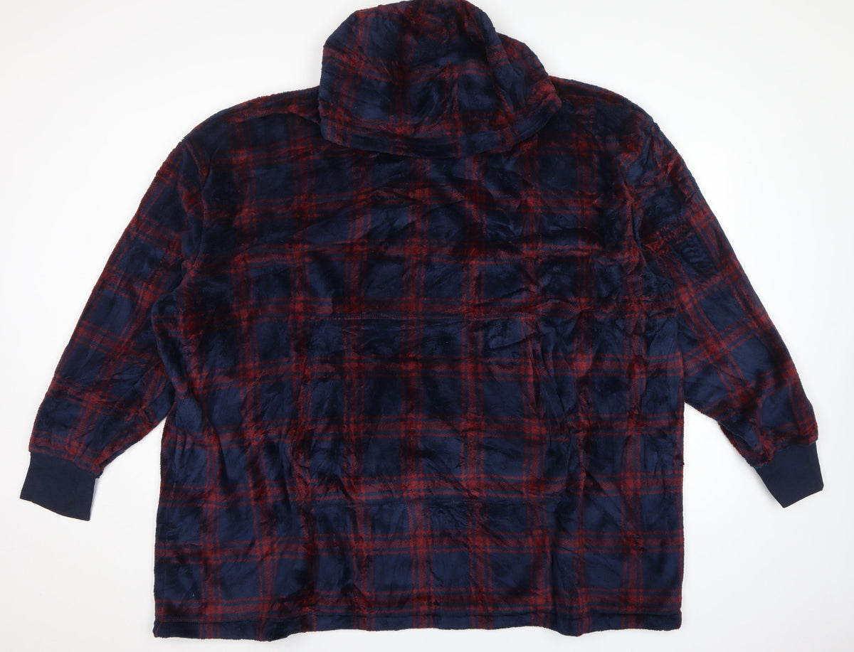 Marks and Spencer Men’s Navy Red Check Hooded Pyjama Top L