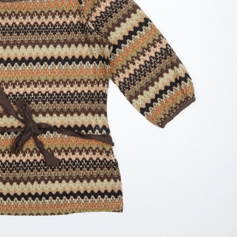 Klass Petite Women Multicoloured M Geometric Studded Tie Tunic Blouse