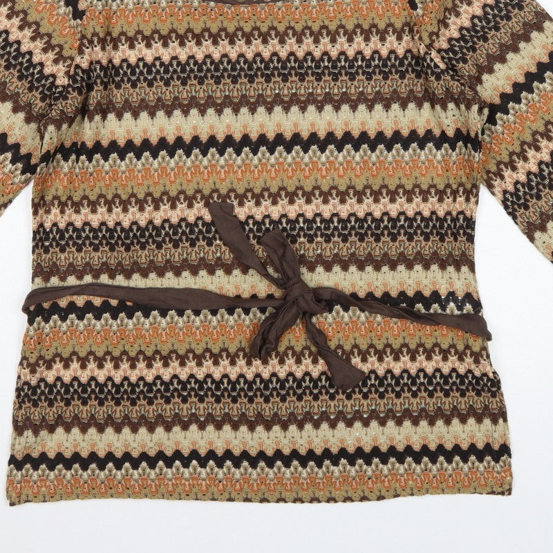 Klass Petite Women Multicoloured M Geometric Studded Tie Tunic Blouse