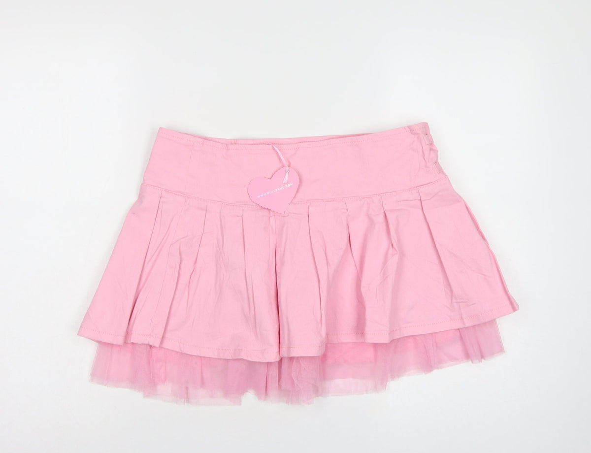 Sugar Thrillz Women Pink XL Pleated Tutu Mini Skirt Heart Buckles