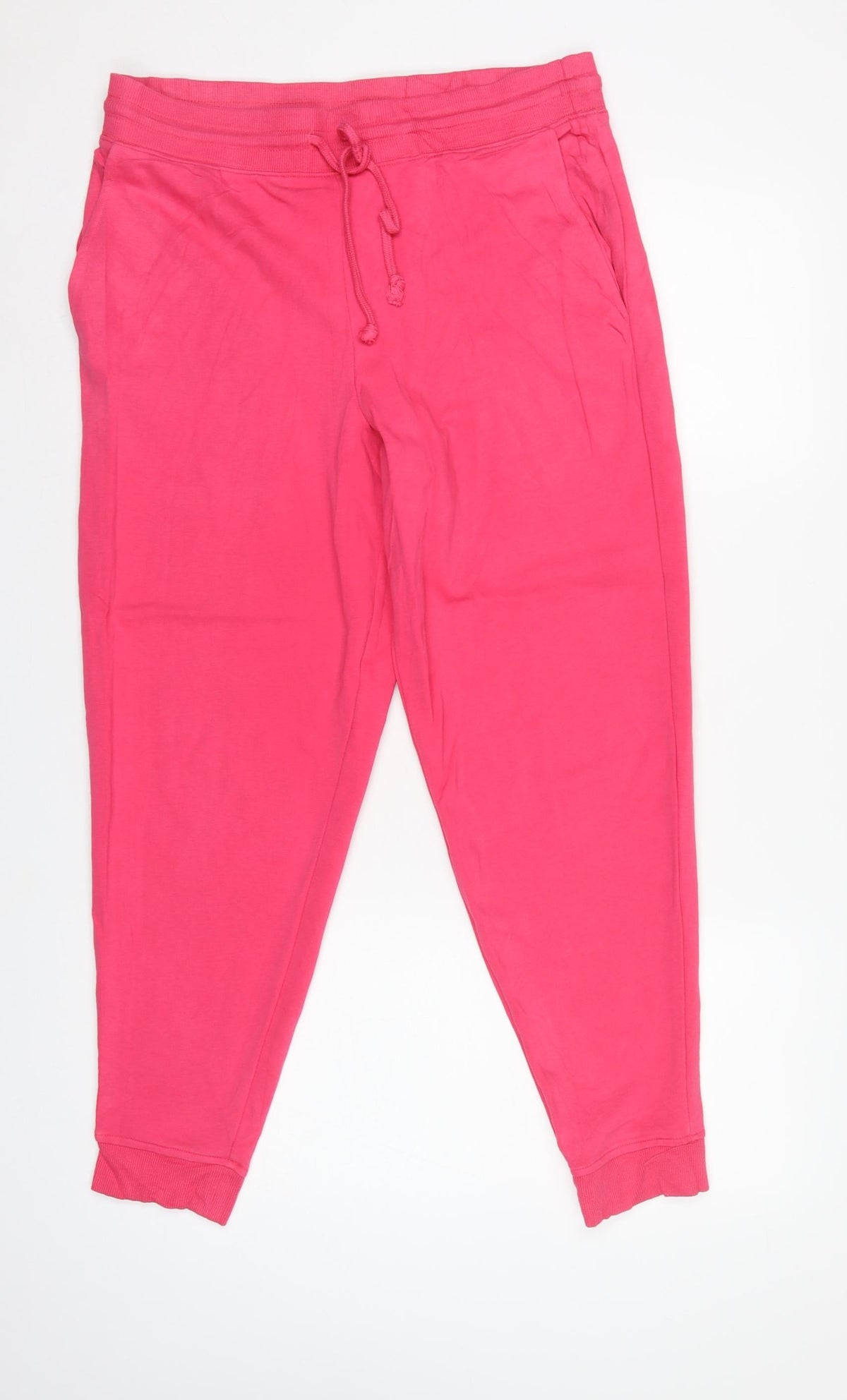 M&S Womens Pink UK 14 Short Cotton Blend Drawstring Jogger Trousers