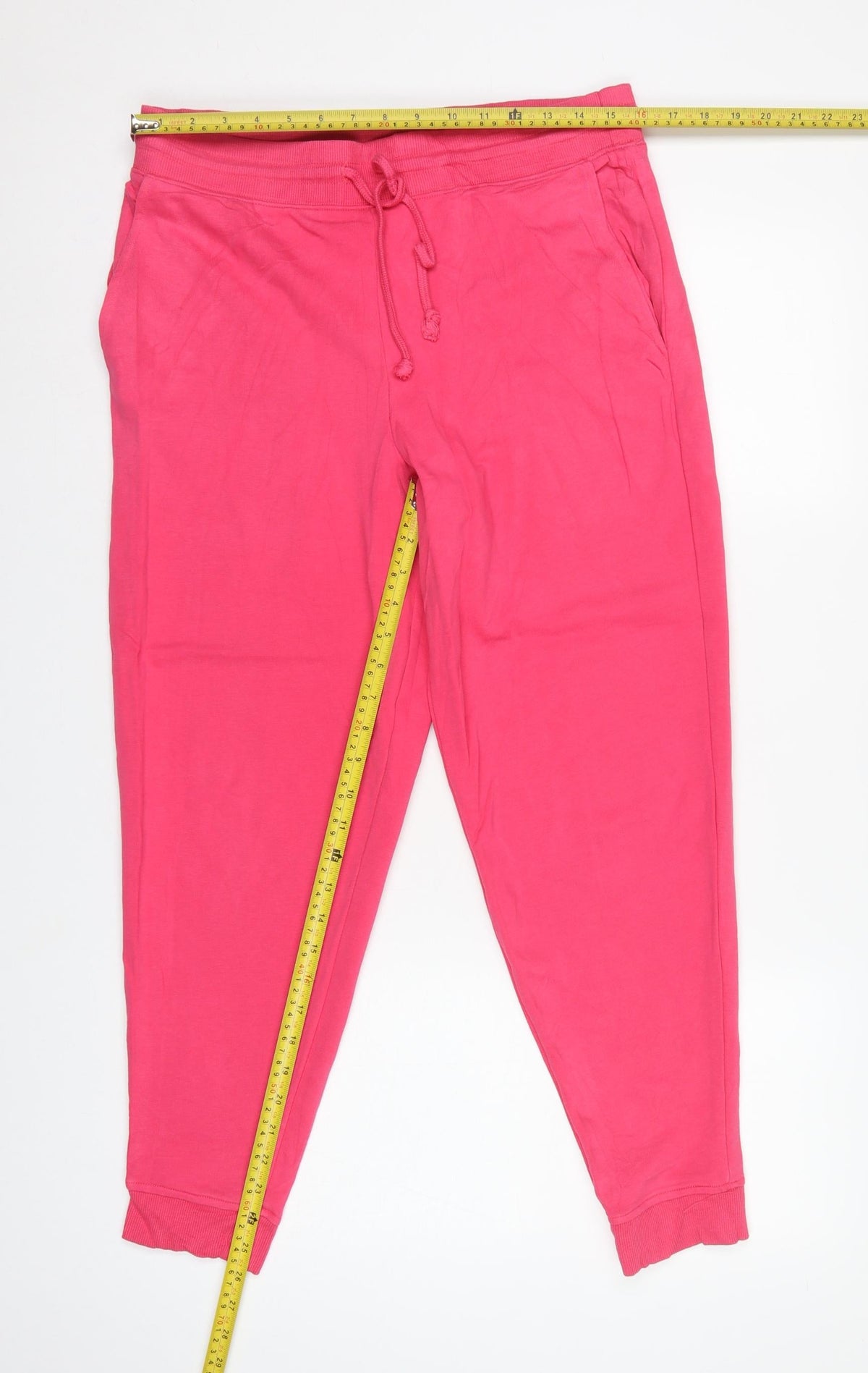M&S Womens Pink UK 14 Short Cotton Blend Drawstring Jogger Trousers
