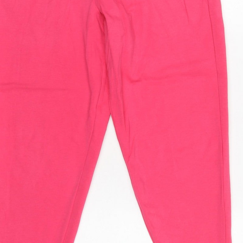 M&S Womens Pink UK 14 Short Cotton Blend Drawstring Jogger Trousers