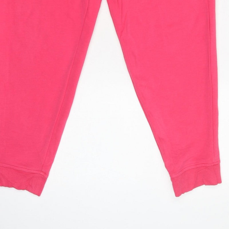 M&S Womens Pink UK 14 Short Cotton Blend Drawstring Jogger Trousers