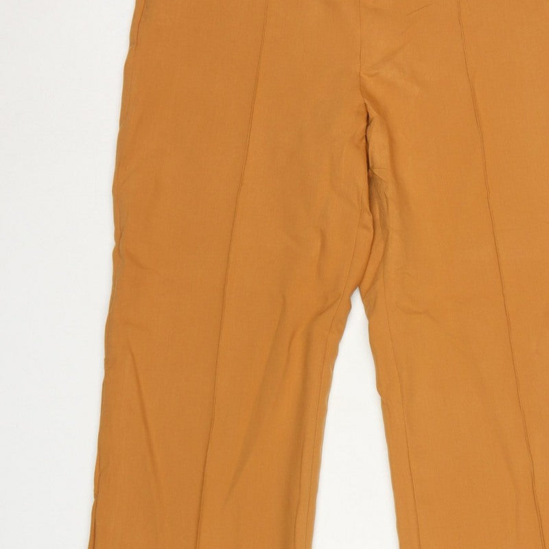 Zara Women Orange UK 12 High Rise Wide Leg Tailored Trousers