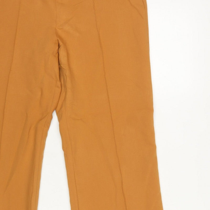 Zara Women Orange UK 12 High Rise Wide Leg Tailored Trousers