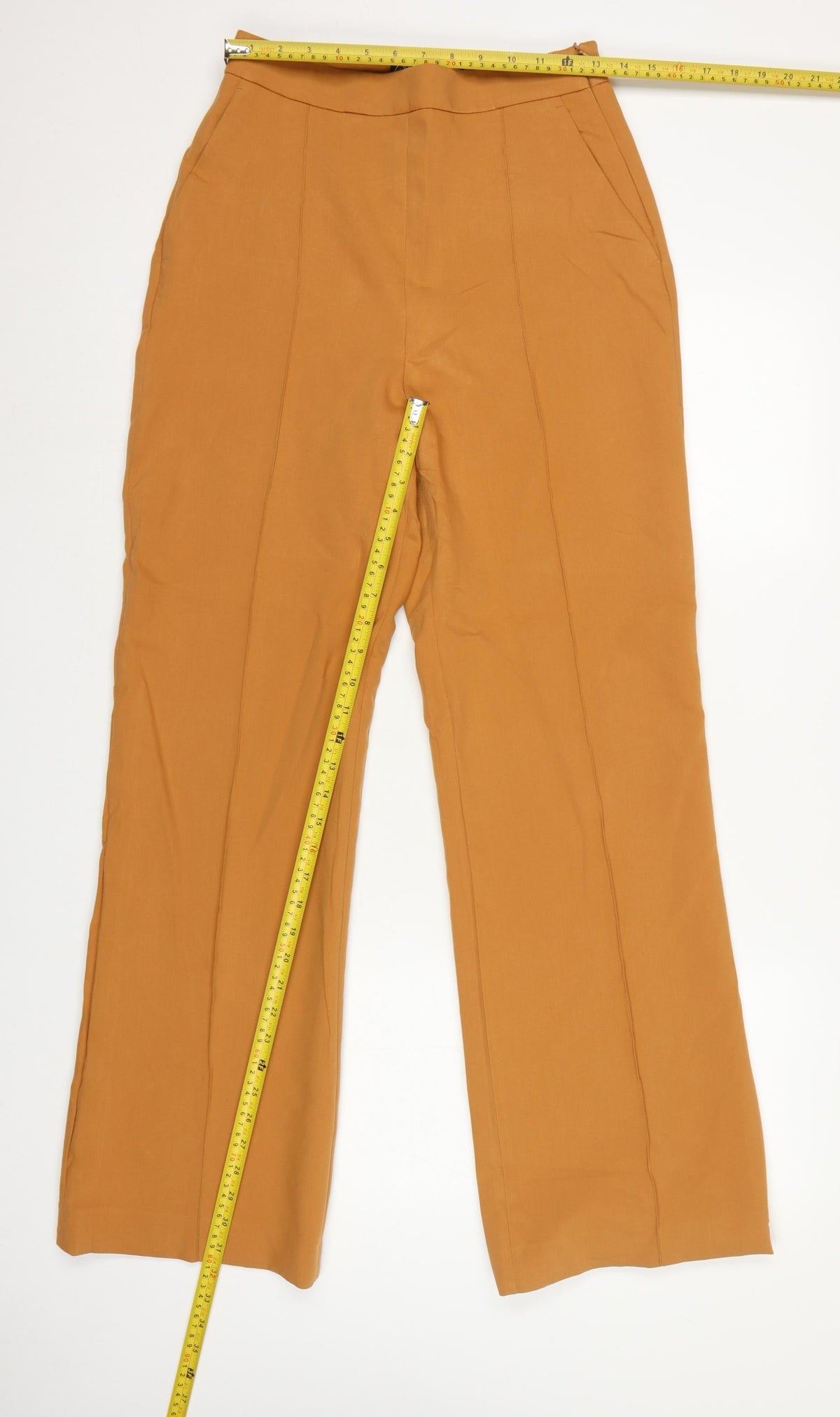 Zara Women Orange UK 12 High Rise Wide Leg Tailored Trousers