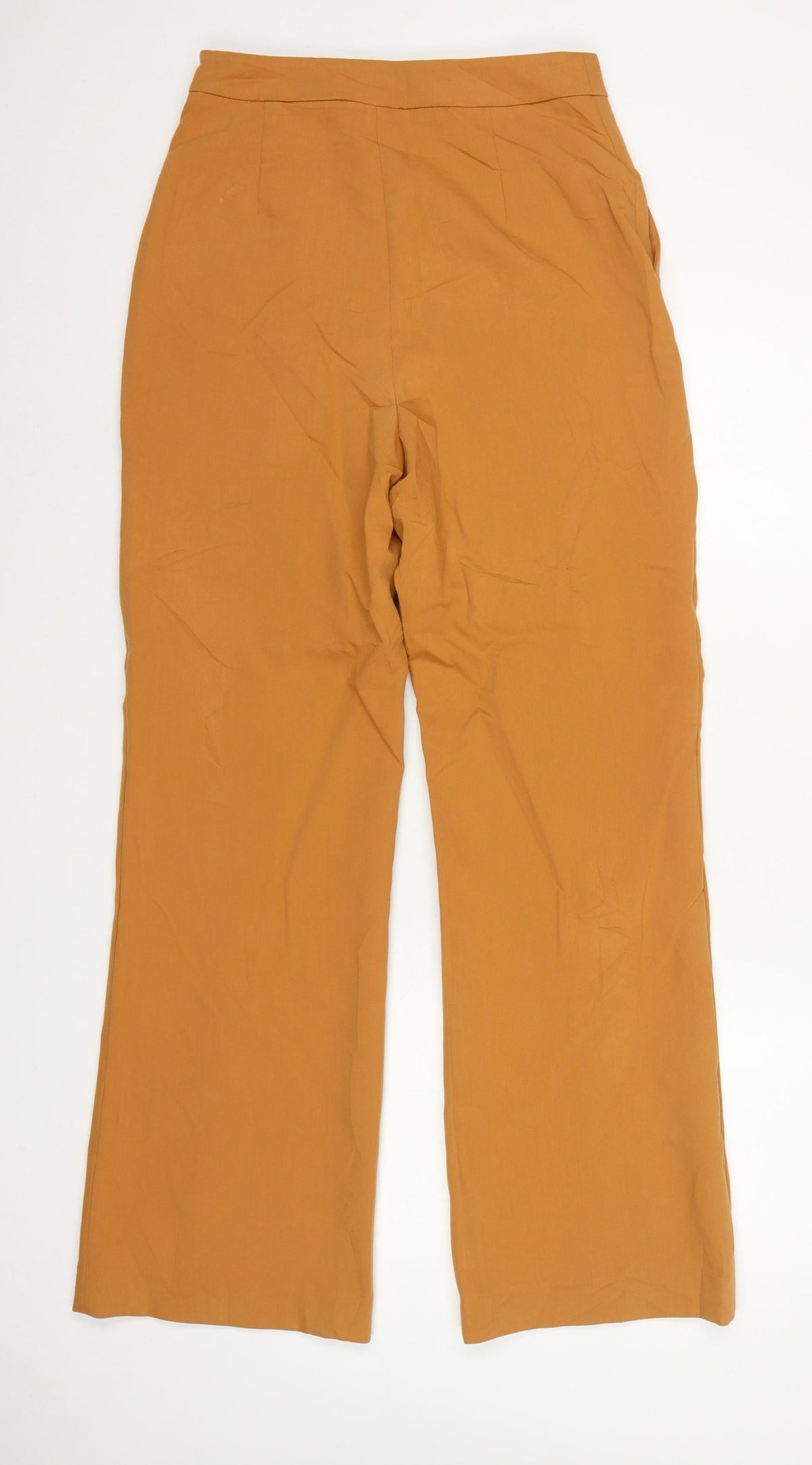 Zara Women Orange UK 12 High Rise Wide Leg Tailored Trousers