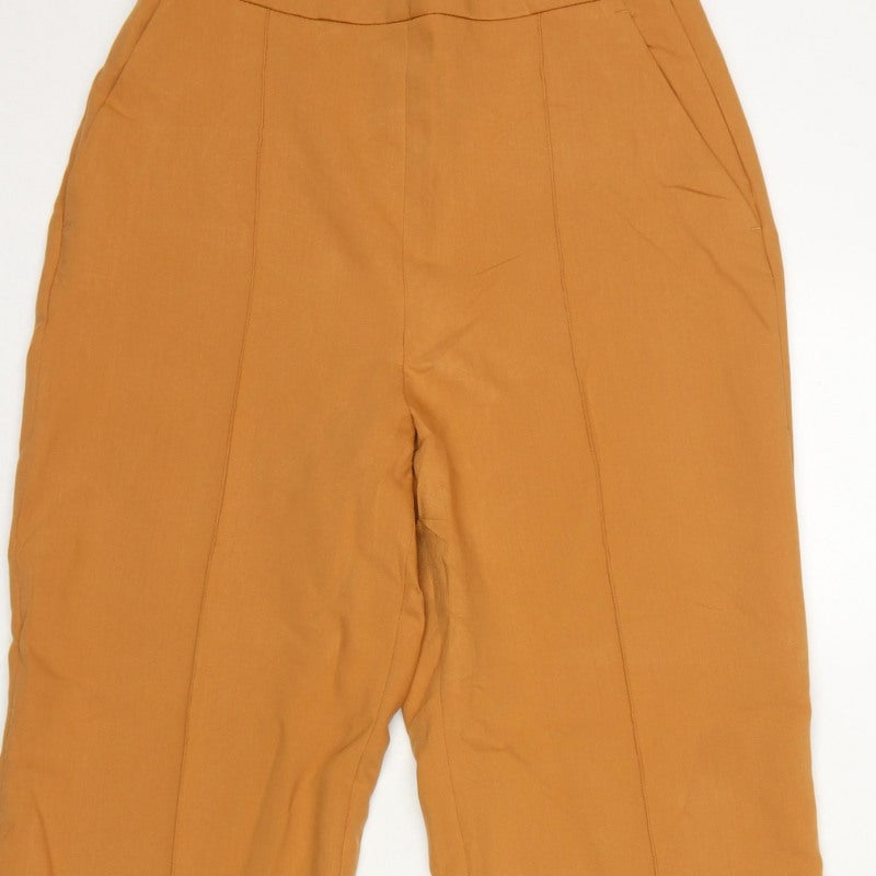 Zara Women Orange UK 12 High Rise Wide Leg Tailored Trousers