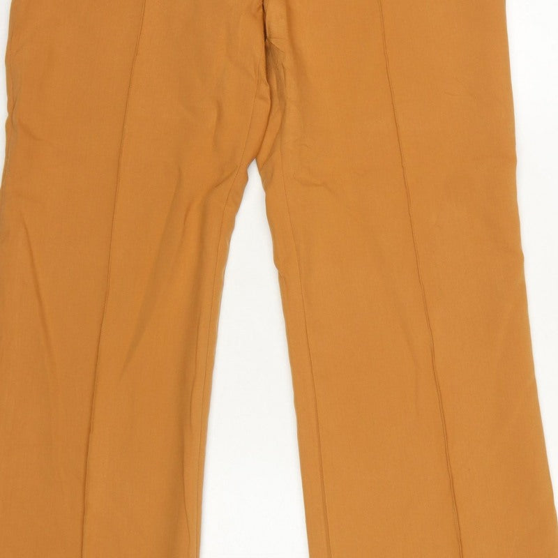 Zara Women Orange UK 12 High Rise Wide Leg Tailored Trousers