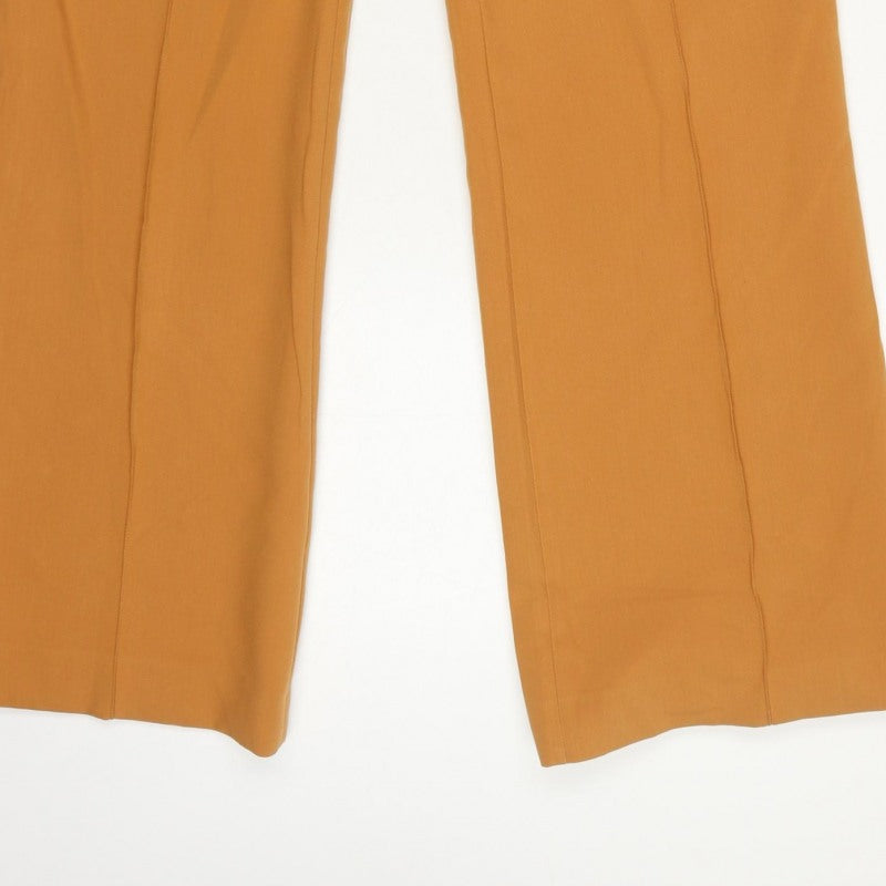 Zara Women Orange UK 12 High Rise Wide Leg Tailored Trousers