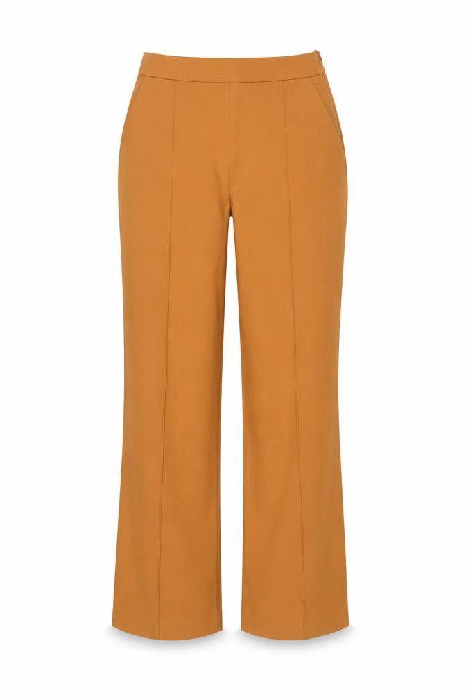 Zara Women Orange UK 12 High Rise Wide Leg Tailored Trousers