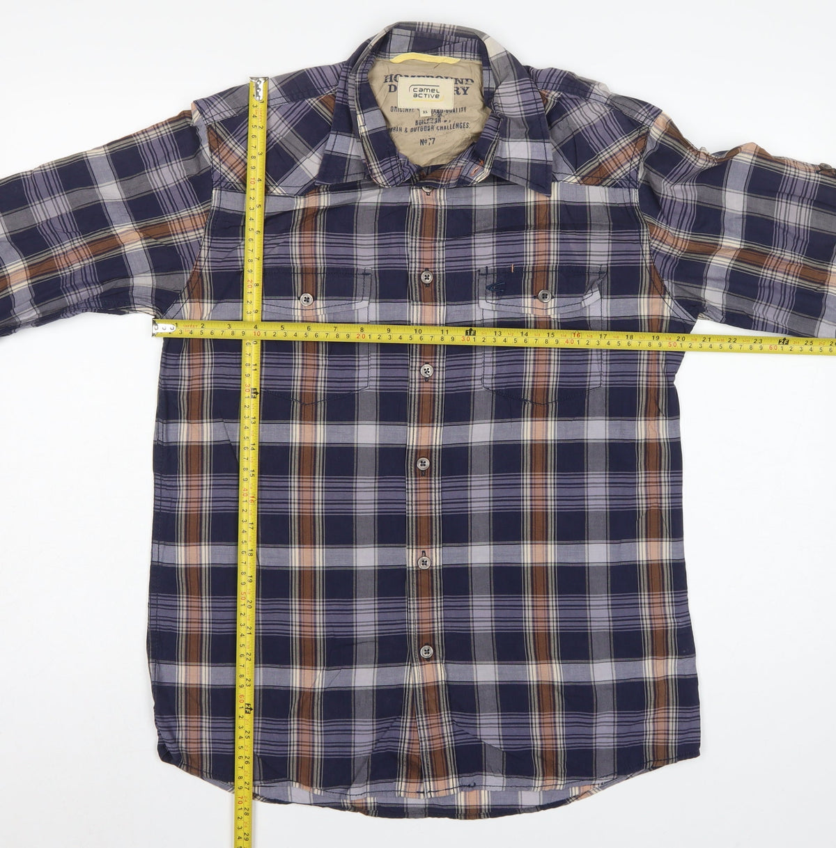 Camel Active Men’s XS Navy Check Long Sleeve Button-Up Outdoor Shirt