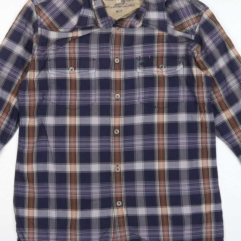 Camel Active Men’s XS Navy Check Long Sleeve Button-Up Outdoor Shirt