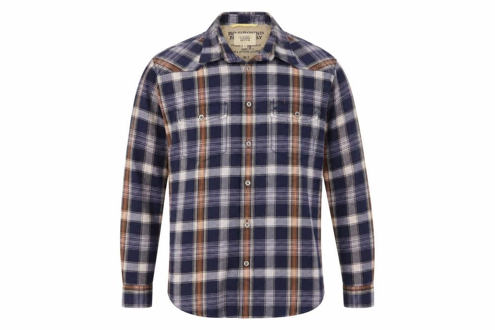 Camel Active Men’s XS Navy Check Long Sleeve Button-Up Outdoor Shirt