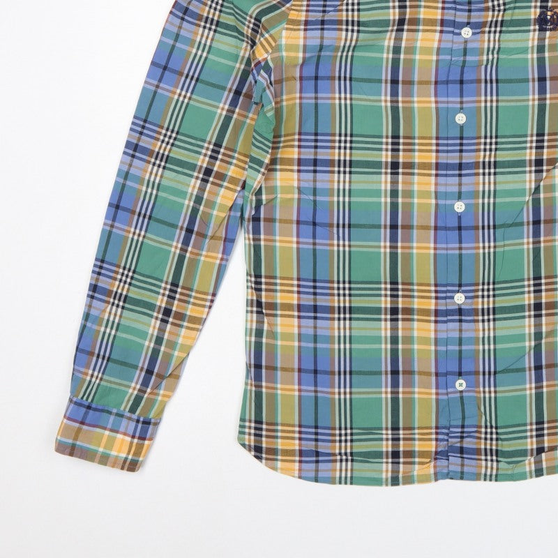 Marks and Spencer Men’s Multicoloured S Cotton Plaid Button-Down Shirt