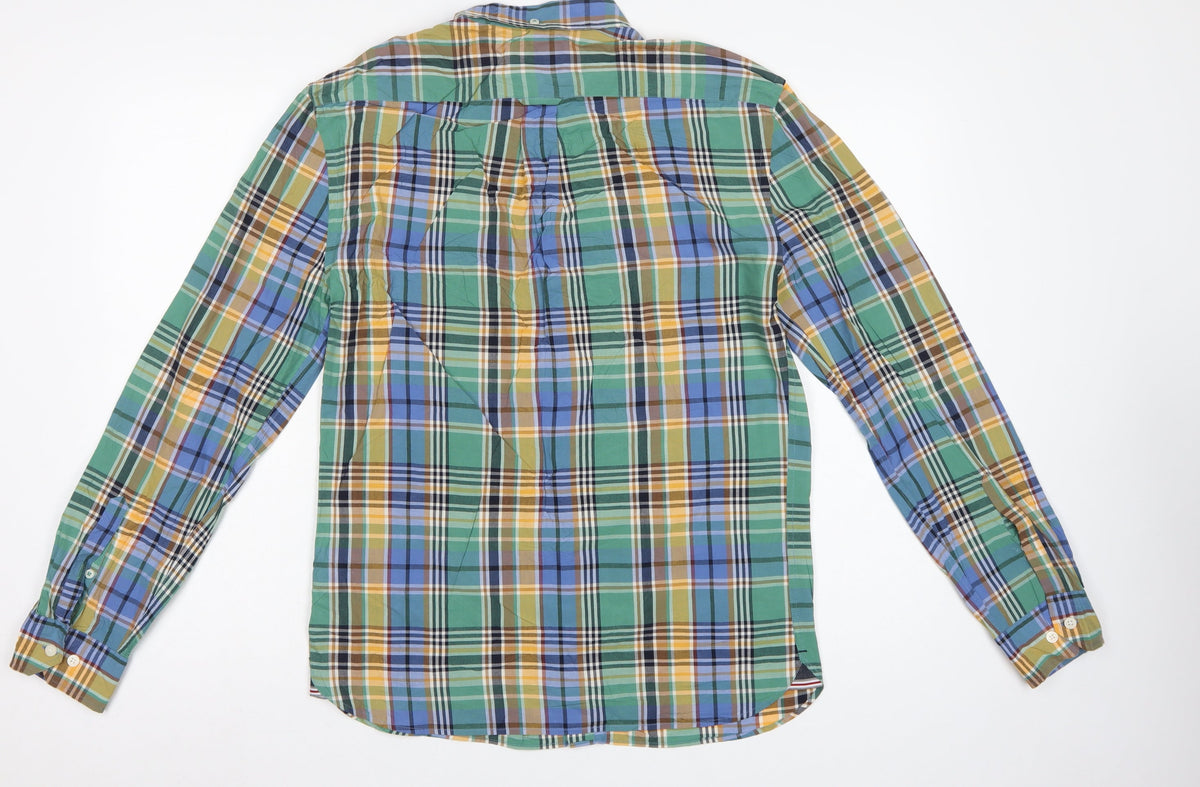 Marks and Spencer Men’s Multicoloured S Cotton Plaid Button-Down Shirt