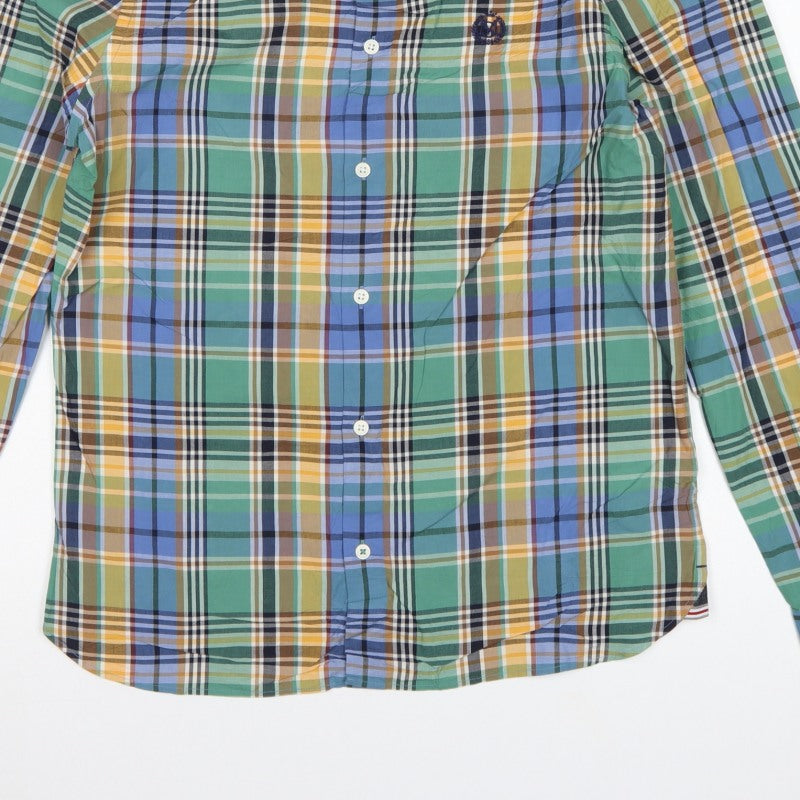 Marks and Spencer Men’s Multicoloured S Cotton Plaid Button-Down Shirt