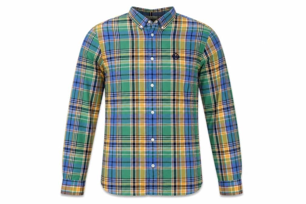 Marks and Spencer Men’s Multicoloured S Cotton Plaid Button-Down Shirt