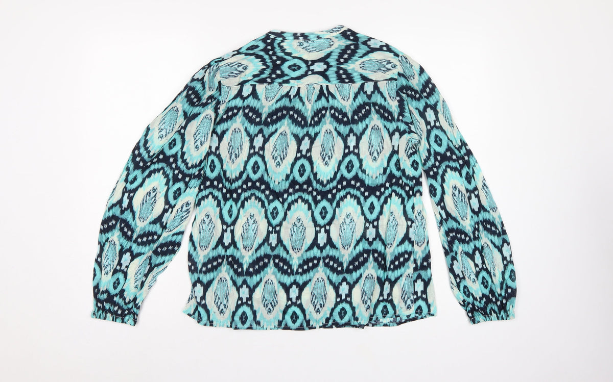M&S Per Una Women Multicoloured Size 10 Aztec Cotton Button-Up Blouse