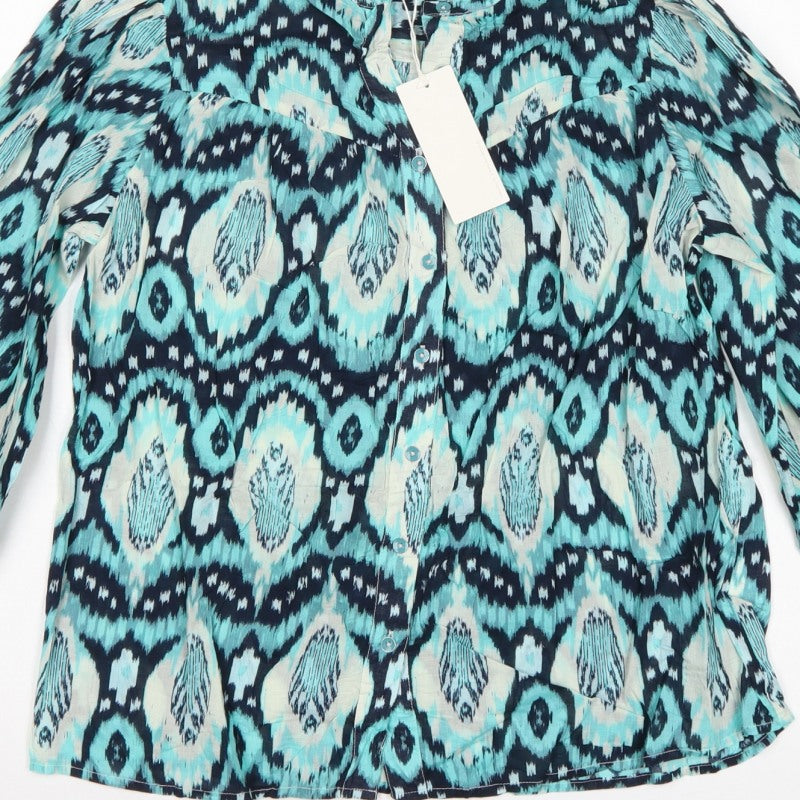 M&S Per Una Women Multicoloured Size 10 Aztec Cotton Button-Up Blouse