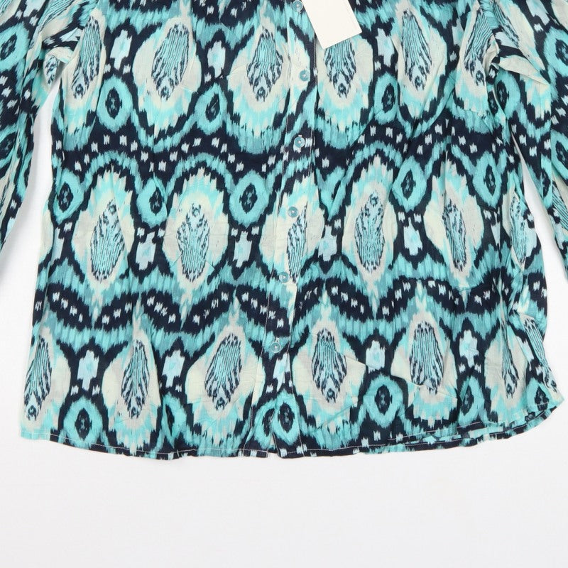 M&S Per Una Women Multicoloured Size 10 Aztec Cotton Button-Up Blouse