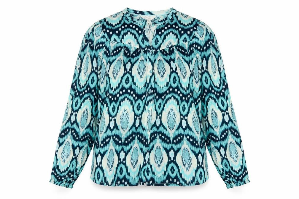 M&S Per Una Women Multicoloured Size 10 Aztec Cotton Button-Up Blouse