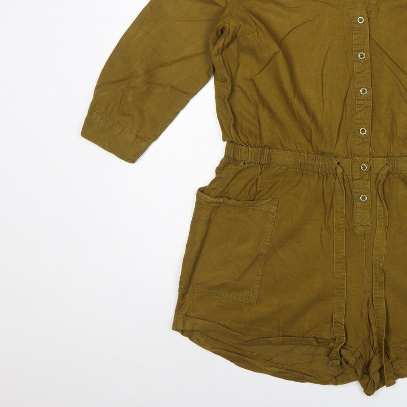 Old Navy Women Green M Utility Long Sleeve Button Playsuit Romper