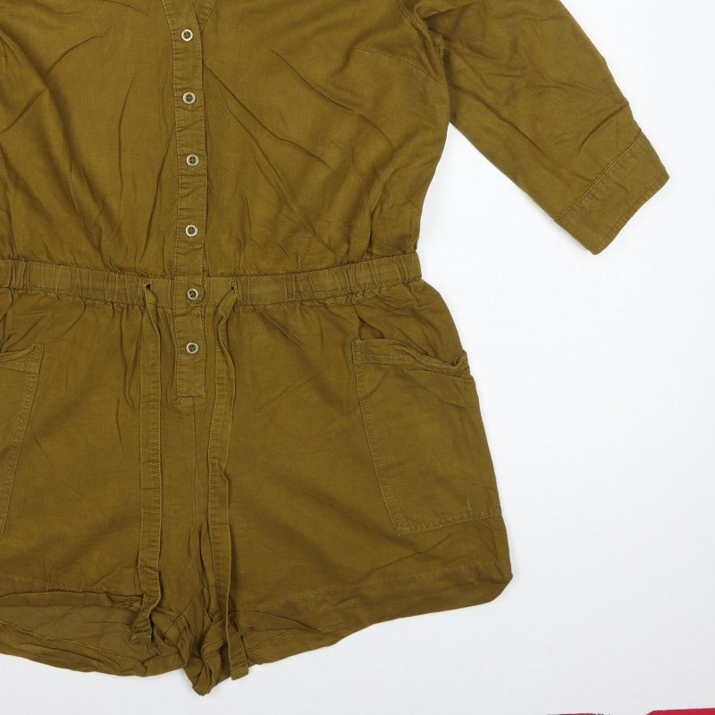 Old Navy Women Green M Utility Long Sleeve Button Playsuit Romper