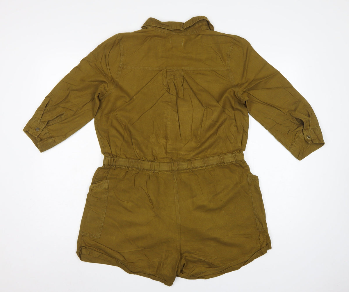 Old Navy Women Green M Utility Long Sleeve Button Playsuit Romper