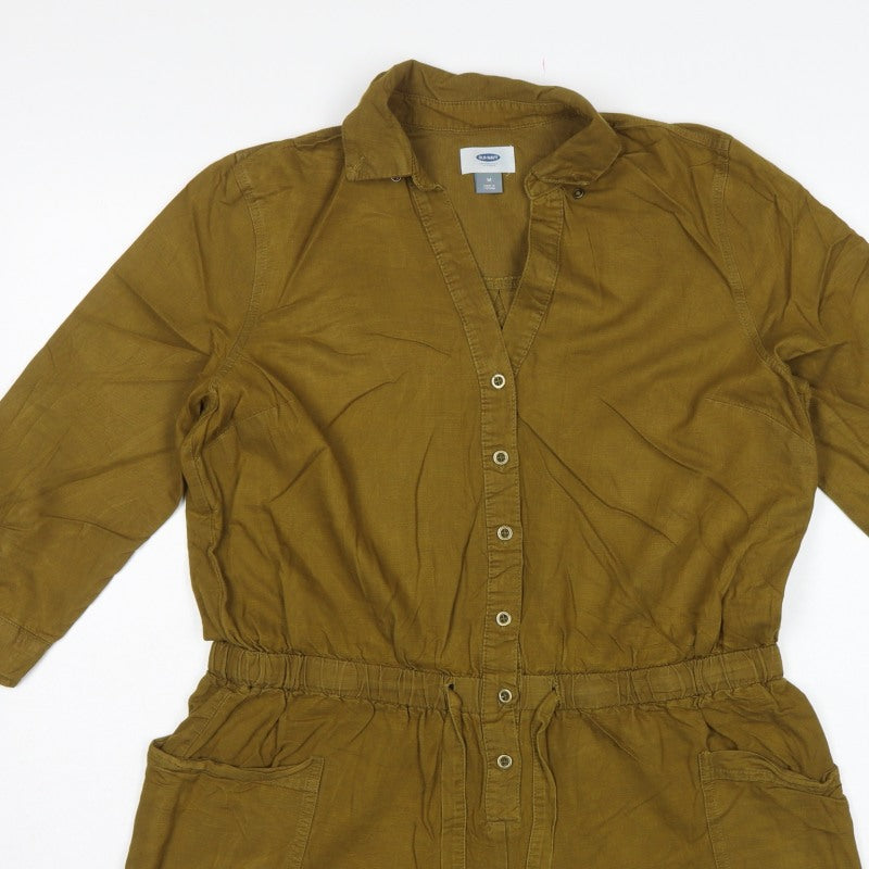 Old Navy Women Green M Utility Long Sleeve Button Playsuit Romper