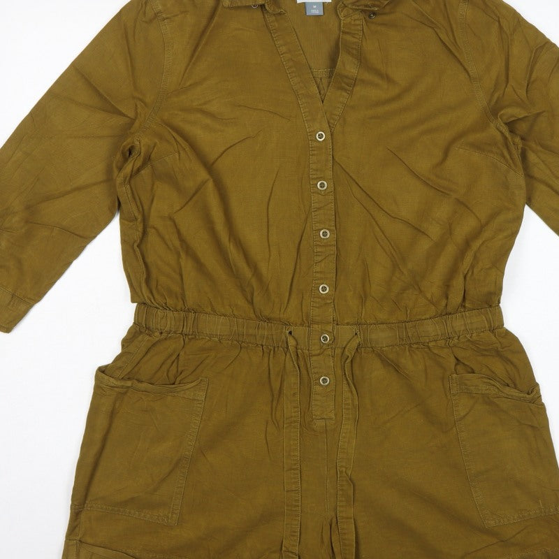 Old Navy Women Green M Utility Long Sleeve Button Playsuit Romper