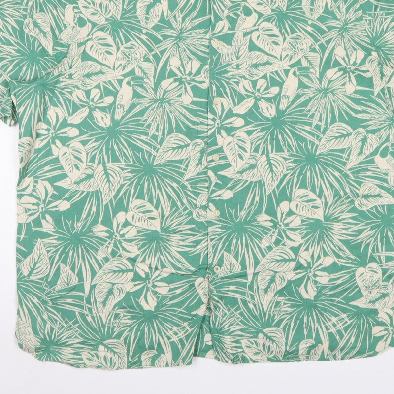 Marks & Spencer Men Green 3XL Tropical Hawaiian Cotton Shirt