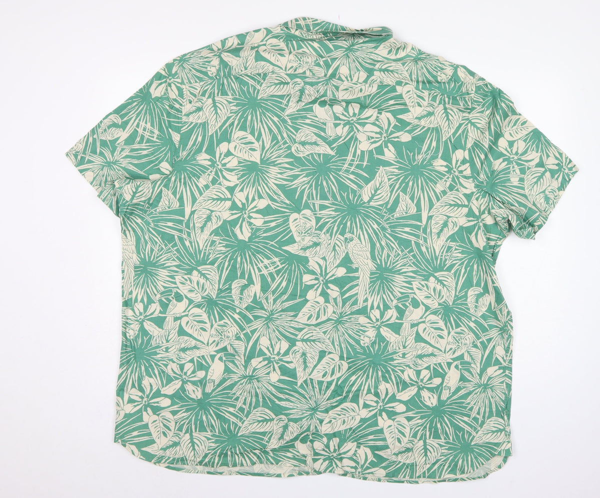 Marks & Spencer Men Green 3XL Tropical Hawaiian Cotton Shirt
