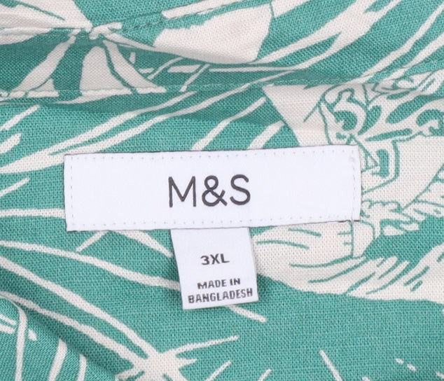 Marks & Spencer Men Green 3XL Tropical Hawaiian Cotton Shirt
