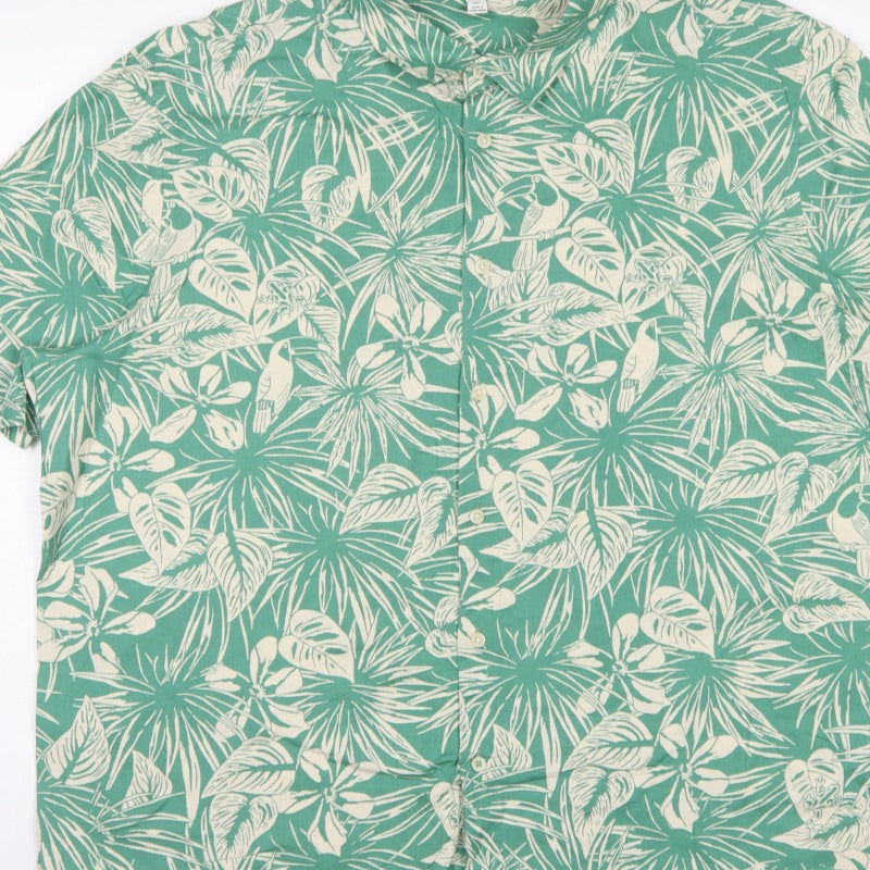 Marks & Spencer Men Green 3XL Tropical Hawaiian Cotton Shirt