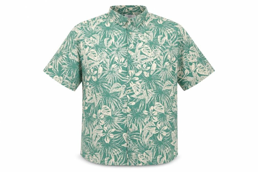 Marks & Spencer Men Green 3XL Tropical Hawaiian Cotton Shirt