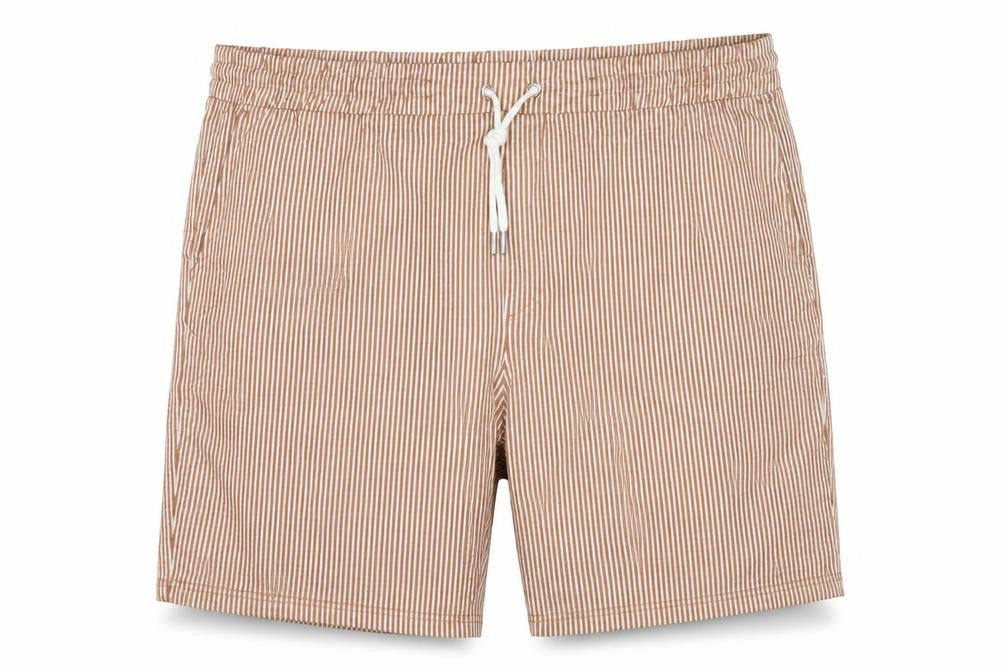 Marks and Spencer Men Brown White Stripe Drawstring Shorts 3XL 46in