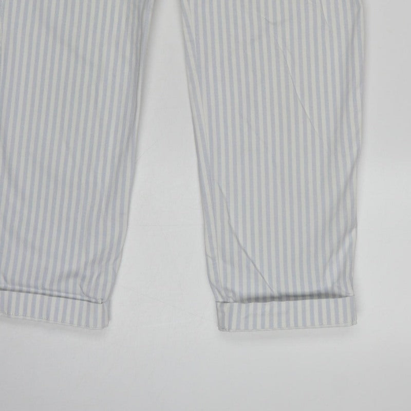 Gap Women White Blue Stripe UK 6 Slim City Crop Tapered Trousers