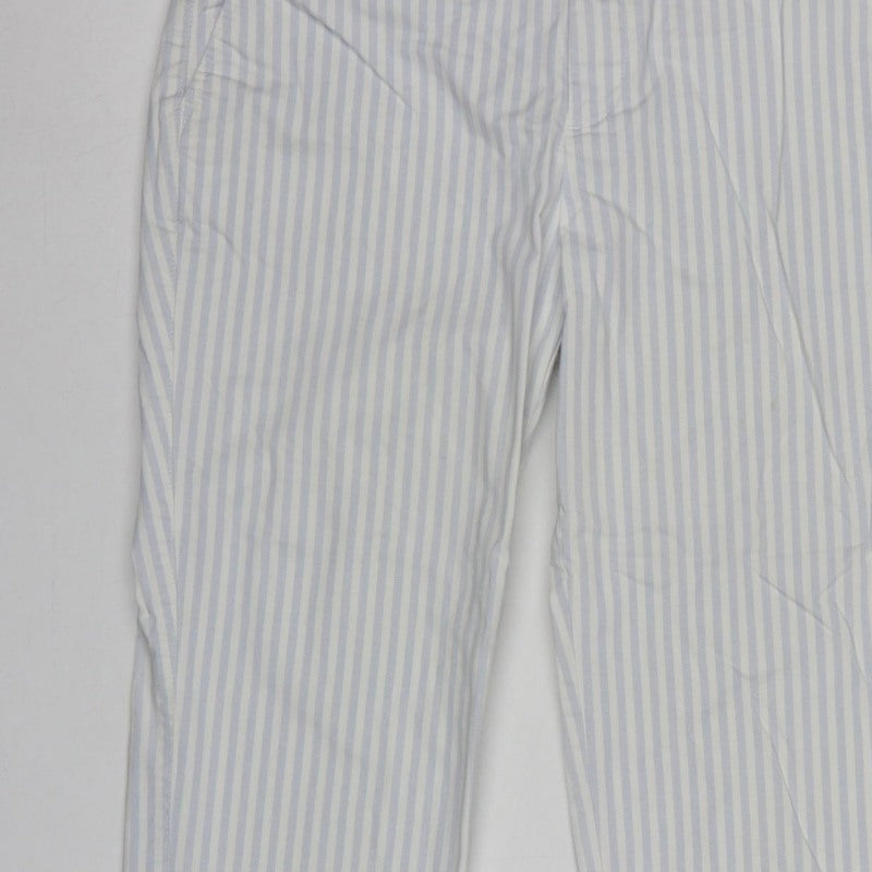 Gap Women White Blue Stripe UK 6 Slim City Crop Tapered Trousers