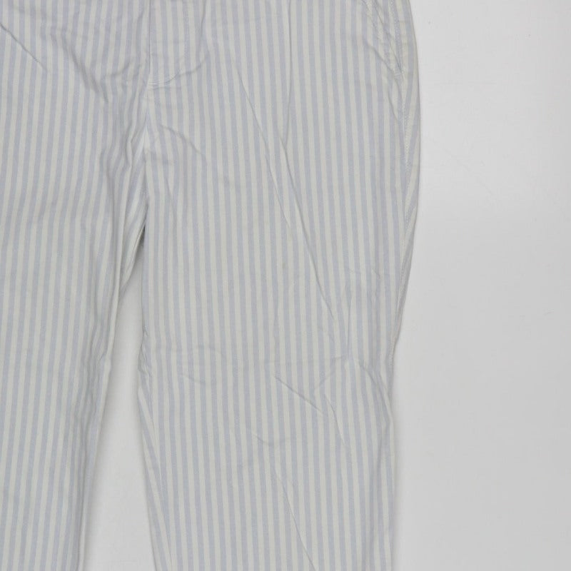 Gap Women White Blue Stripe UK 6 Slim City Crop Tapered Trousers
