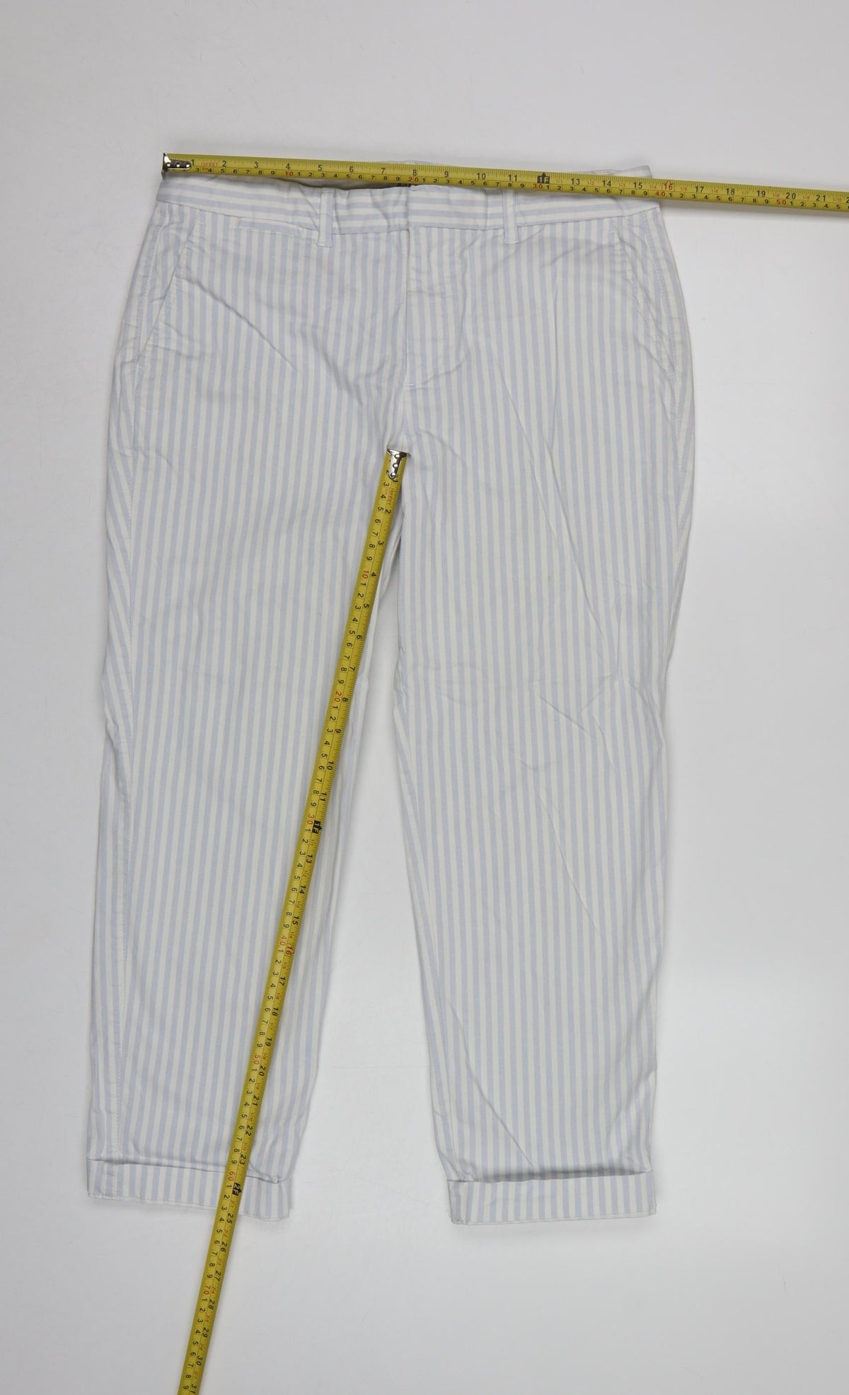 Gap Women White Blue Stripe UK 6 Slim City Crop Tapered Trousers