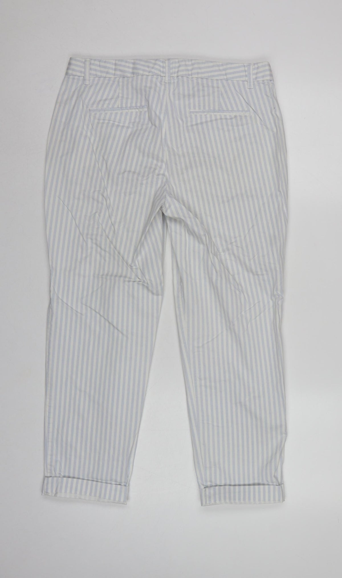 Gap Women White Blue Stripe UK 6 Slim City Crop Tapered Trousers
