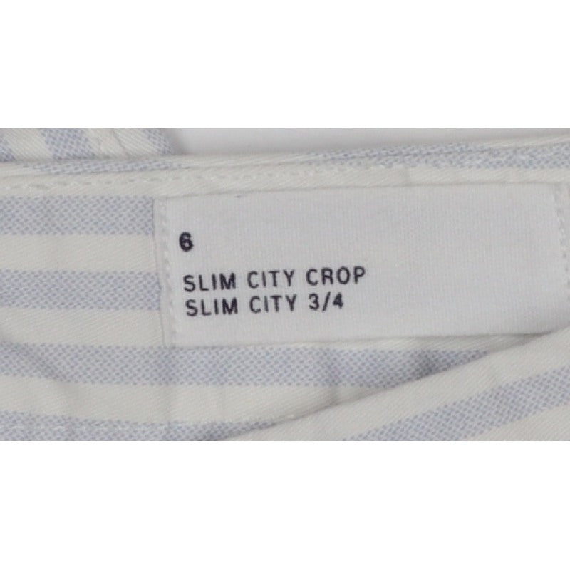 Gap Women White Blue Stripe UK 6 Slim City Crop Tapered Trousers